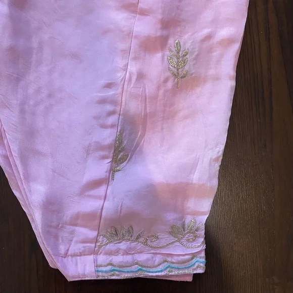 3pc Pink & Blue Indian Anarkali Suit With Salwaar - Picture 7 of 15